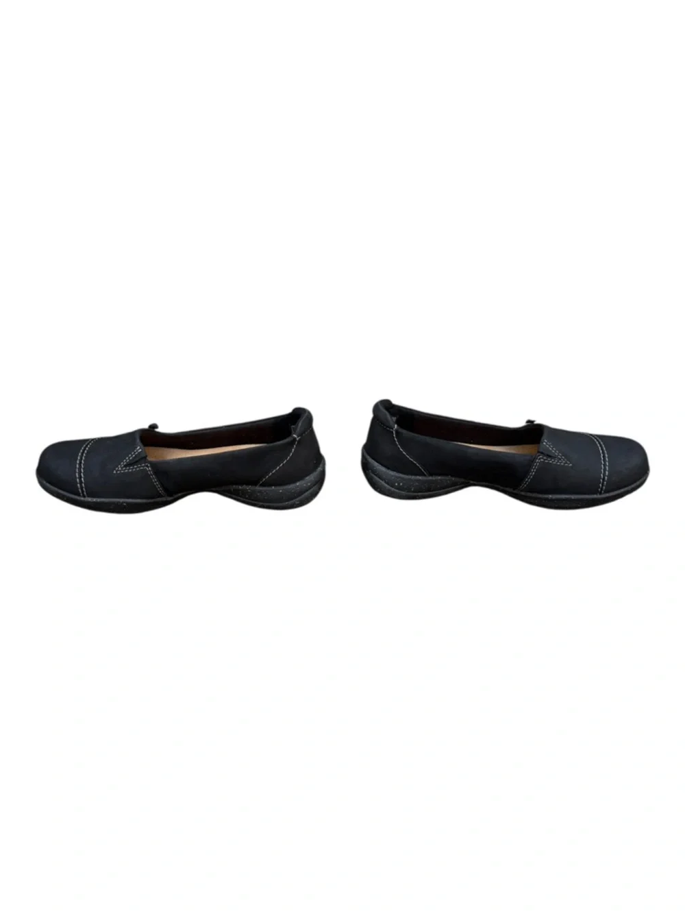 Clarks Collection Women’s 8 Roseville Sky Black Leather Slip-On Loafers